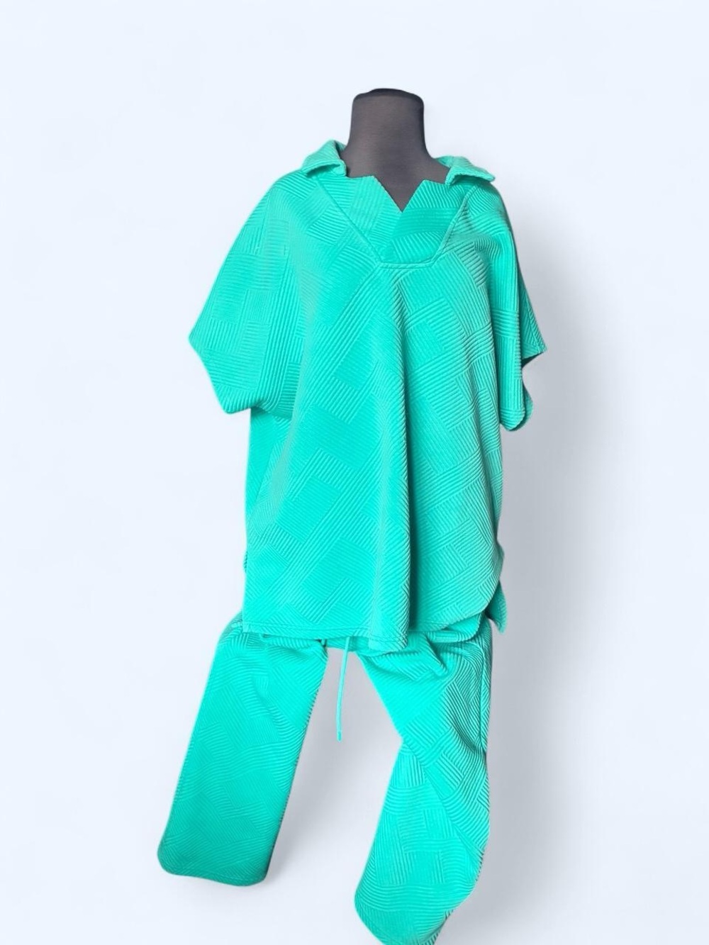Women's Turquoise Lounge Set - Relaxed Pants & Top